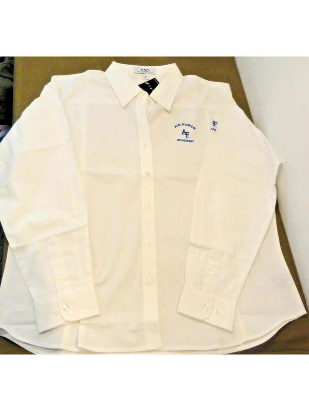 NEW AIR FORCE ACADEMY USAFA STAFF EMBROIDERED LONG SLEEVE WHITE SHIRT X-LARGE